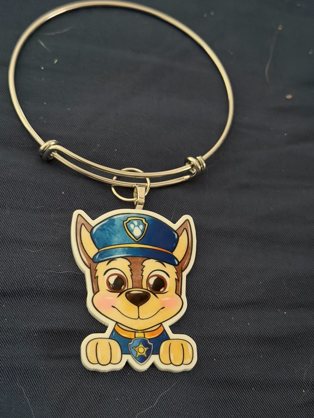 Police Pup Charm Bangle Bracelet - Blue